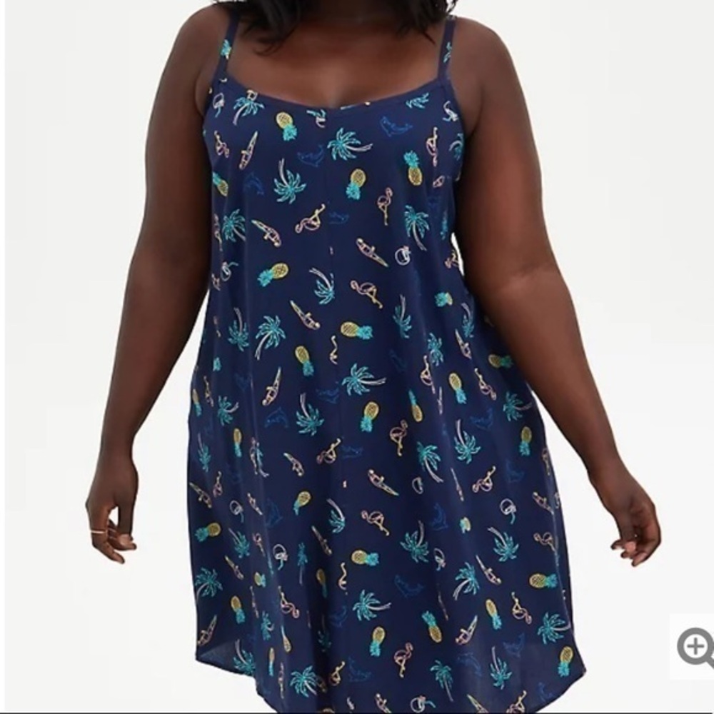 NWT Torrid size 1 navy tropical print dress